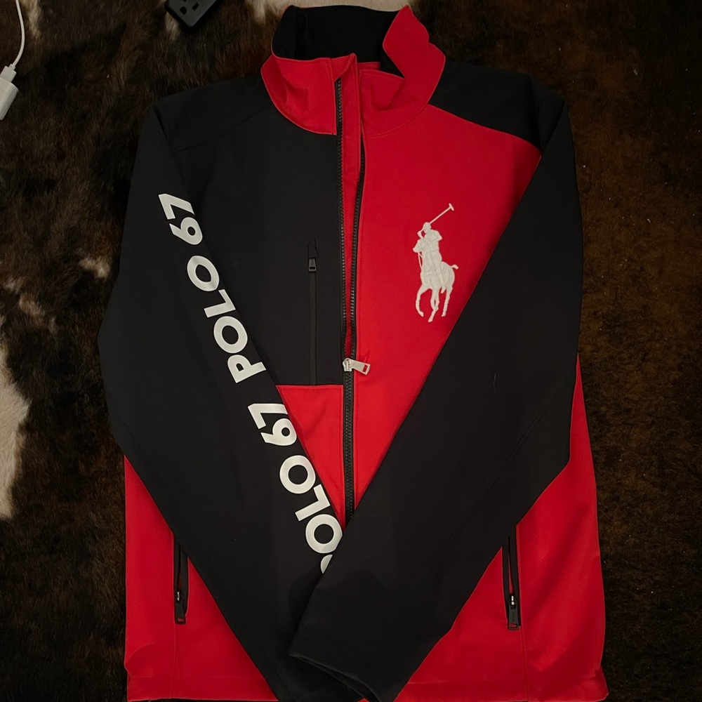 Red polo, Ralph Lauren zip up jacket performance weatherproof